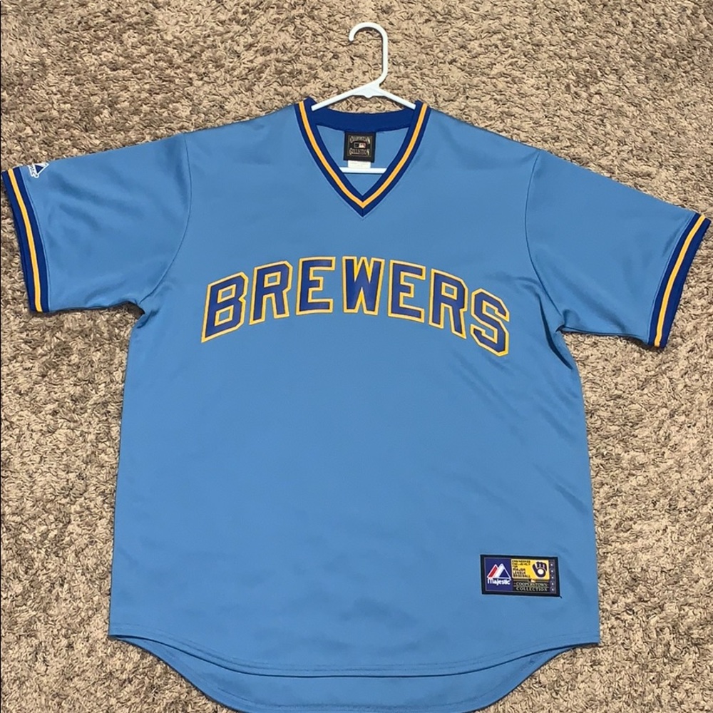 Milwaukee Brewers Cooperstown Collection jersey.